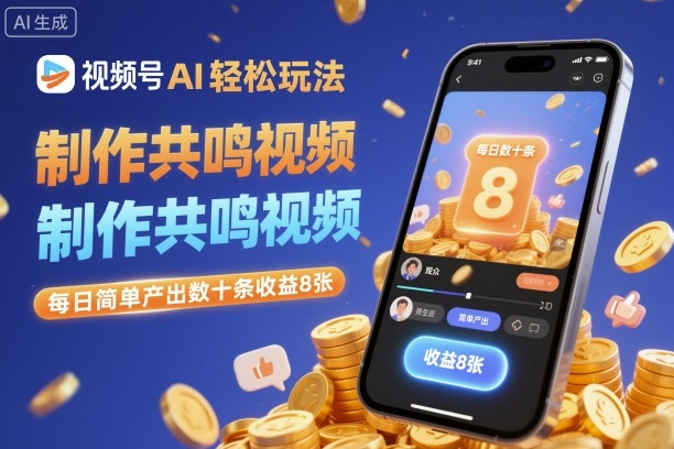 視頻號AI輕松玩法，制作共鳴視頻，每日簡單產出數十條收益8張