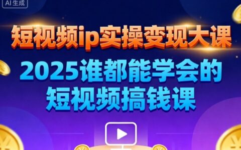 短視頻ip實操變現大課，7月26-27日廣州站線下課，2025誰都能學會的短視頻搞錢課