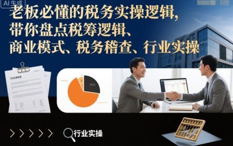 老板必懂的稅務實操邏輯，帶你盤點稅籌邏輯、商業模式、稅務稽查、行業實操