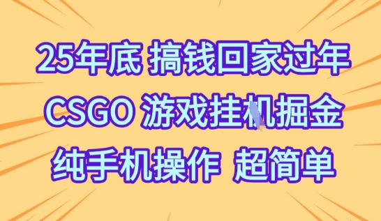 25年底搞錢回家過年,CSGO游戲掛G掘金,純手機操作超簡單【揭秘】