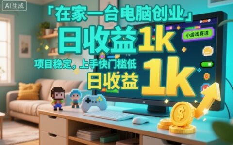 在家一臺電腦創業，小游戲賽道，項目穩定，上手快門檻低，日收益1k+【揭秘】