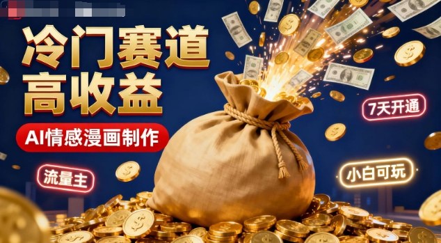 公眾號冷門賽道，用AI做情感漫畫，7天開通流量主，操作簡單，小白可玩
