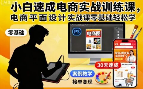 小白速成電商實戰訓練課，電商平面設計實戰課零基礎輕松學