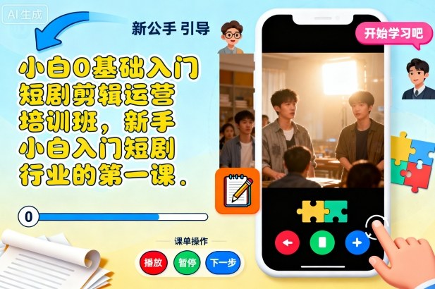 小白0基礎入門短劇剪輯運營培訓班，新手小白入門短劇行業的第一課