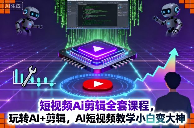 短視頻Ai剪輯全套課程，玩轉AI+剪輯，AI短視頻教學小白變大神