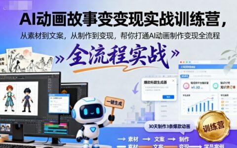 AI動畫故事變現實戰訓練營，從素材到文案，從制作到變現，幫你打通AI動畫制作變現全流程