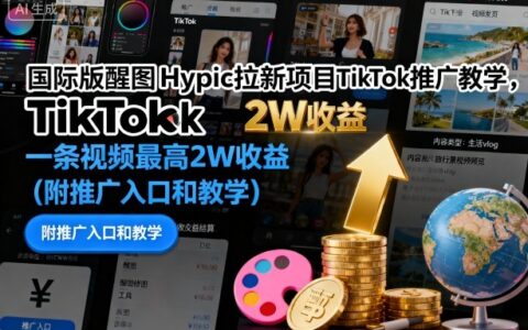 國際版醒圖Hypic拉新項目TikTok推廣教學，一條視頻最高2W收益（附推廣入口和教學）