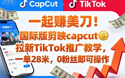 一起賺美刀！國際版剪映capcut拉新TikTok推廣教學，一單28米，0粉絲即可操作（附推廣入口和教學）