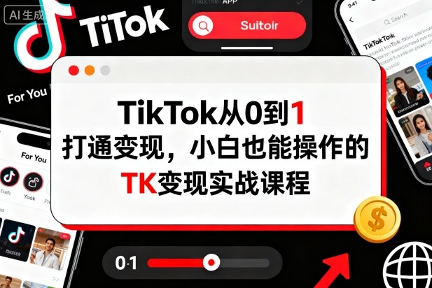 TikTok從0到1打通變現，小白也能操作的TK變現實戰課程