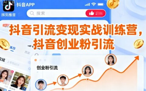 抖音引流變現實戰訓練營，抖音創業粉引流