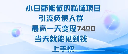 2025年小白都能做的私域項(xiàng)目引流負(fù)債人群最高一天變現(xiàn)1k+高變現(xiàn)難度低當(dāng)天就能見到錢上手快