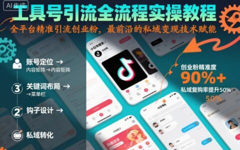工具號引流全流程保姆級實操教程，全平臺精準(zhǔn)引流創(chuàng)業(yè)粉，最前沿的私域變現(xiàn)技術(shù)賦能