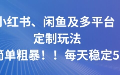 小紅書、閑魚及多平臺定制玩法簡單粗暴！每天穩定5張