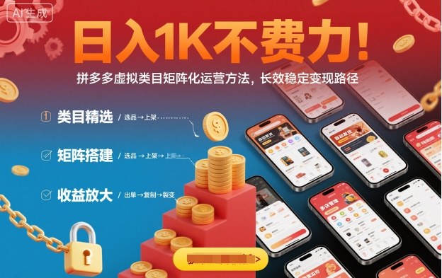日入1K不費力!拼多多虛擬類目矩陣化運營方法,長效穩定變現路徑