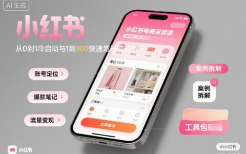 小紅書電商運營課：從0到1冷啟動與1到100快速增長實戰(zhàn)教學