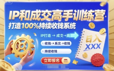 帶你成為IP和成交高手的訓練營，打造100%持續收錢系統