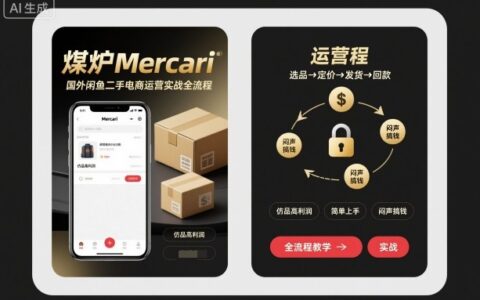 煤爐Mercari國外閑魚二手電商運營實戰全流程，仿品高利潤，簡單上手，悶聲搞錢