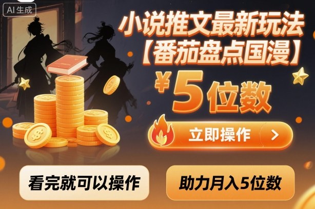 小說推文最新玩法，助力月入5位數【番茄盤點國漫】玩法，看完就可以操作