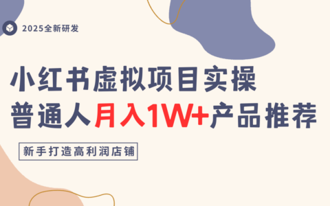 小紅書虛擬項目實操指南，普通人月入1W+產品推薦，直接抄