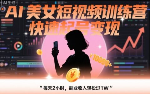 AI美女短視頻訓練營，快速起號變現，每天2小時，副業(yè)收入輕松過1W