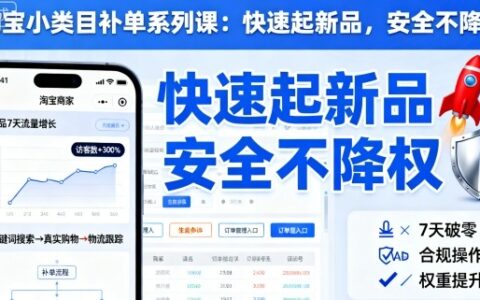 淘寶小類目補單系列課，快速起新品，安全不降權