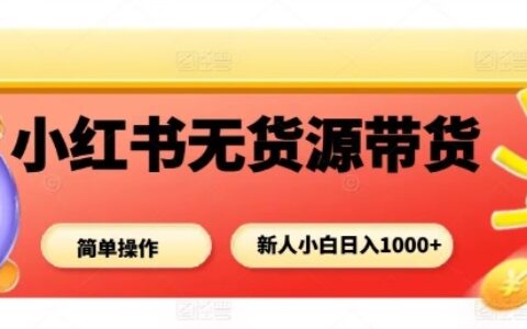 小紅書無貨源帶貨項目，簡單無腦，新人小白日入多張