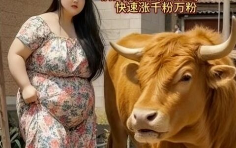 AI美女和大黃牛摔跤搞笑荒誕視頻制作教程，快速漲千粉萬粉