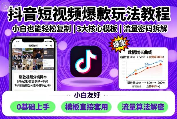 抖音短視頻爆款玩法教程，小白也能輕松復制