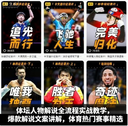 體壇人物解說全流程實(shí)戰(zhàn)教學(xué)，爆款解說文案講解，體育熱門賽事精選
