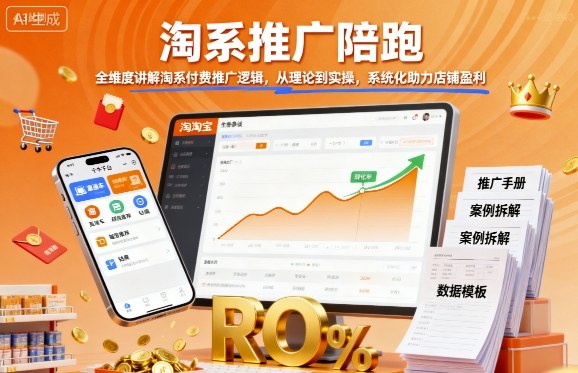 淘系推廣陪跑，全維度講解淘系付費推廣邏輯，從理論到實操，系統化助力店鋪盈利