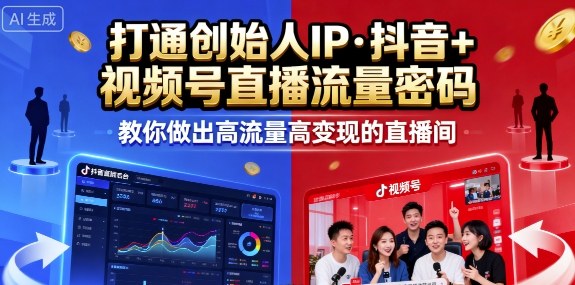 25年直播9-10兩期線下課,打通創始人IP,抖音+視頻號直播流量密碼,教你做出高流量高變現的直播間