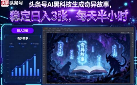 頭條號AI黑科技生成奇異故事，穩定日入3張，每天半小時