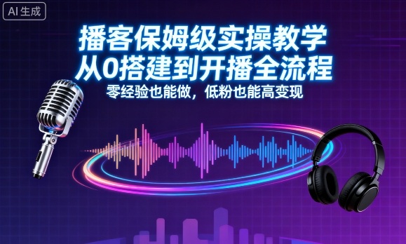 播客保姆級實操教學，從0搭建到開播全流程，零經驗也能做，低粉也能高變現