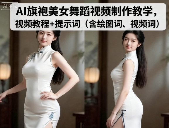 AI旗袍美女舞蹈視頻制作教學(xué),視頻教程+提示詞(含繪圖詞、視頻詞)
