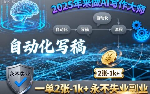 2025年來做AI寫作大師，自動化寫稿，一單2張-1k+，永不失業(yè)副業(yè)