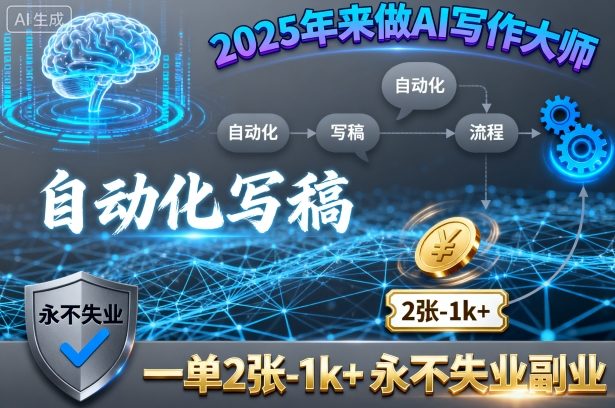 2025年來做AI寫作大師，自動化寫稿，一單2張-1k+，永不失業副業