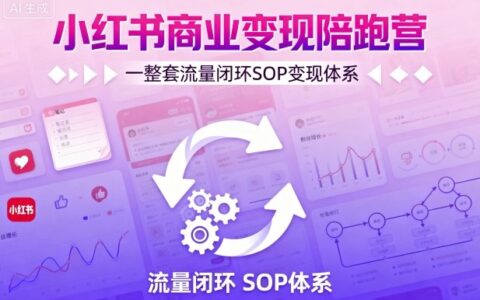 小紅書商業變現陪跑營，輕IP矩陣 私域獲客 聚光投流，一整套流量閉環SOP變現體系