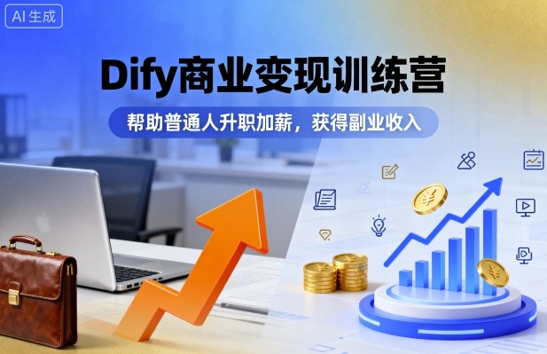 Dify商業變現訓練營，幫助普通人升職加薪，獲得副業收入