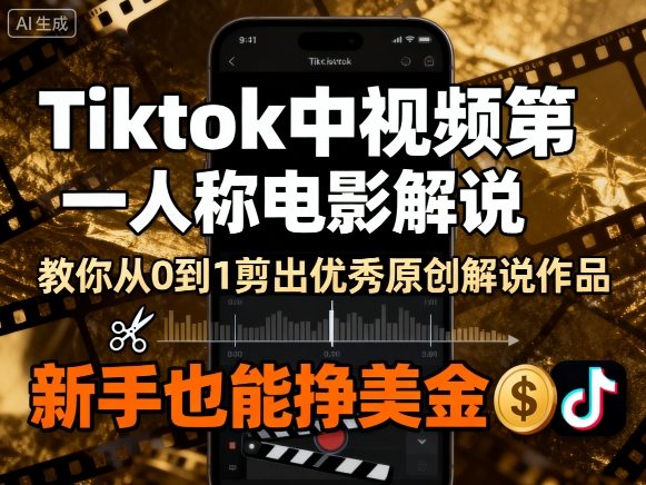 Tiktok中視頻第一人稱電影解說,教你從0到1剪出一個優(yōu)秀的原創(chuàng)解說作品,新手也能掙美金