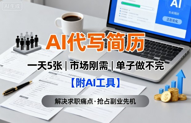 AI代寫簡(jiǎn)歷，一天5張，今年找工作難，市場(chǎng)剛需，單子做不完【附AI工具】