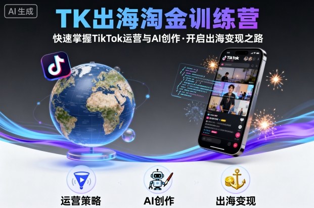 TK出海淘金訓練營，助你快速掌握TikTok運營與AI創作，開啟出海變現之路
