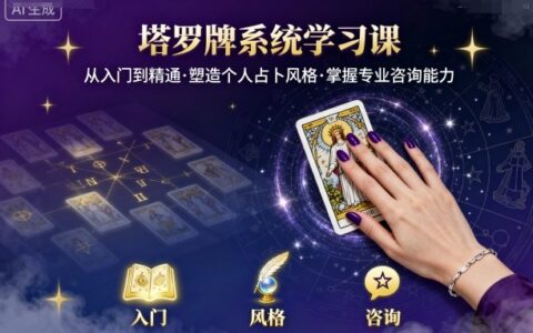 塔羅牌系統學習課，助你從入門到精通，塑造個人占卜風格，掌握專業咨詢能力