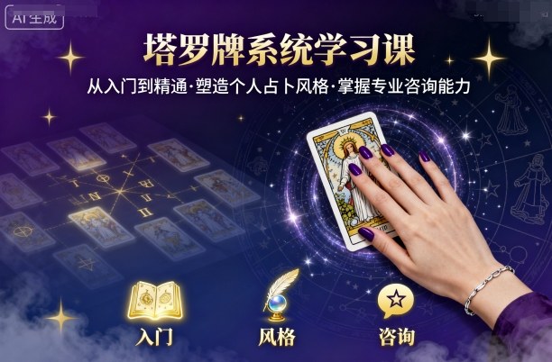 塔羅牌系統學習課，助你從入門到精通，塑造個人占卜風格，掌握專業咨詢能力