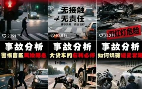 交通事故分析案例短視頻，全新賽道，可做抖音精選計劃，可同步百家號頭條號支付寶視頻號平臺
