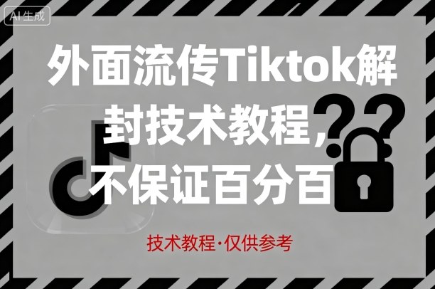 外面流傳Tiktok解封技術教程，不保證百分百，具體自測