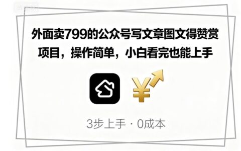 外面賣799的公眾號(hào)寫文章圖文得贊賞項(xiàng)目，操作簡(jiǎn)單，小白看完也能上手