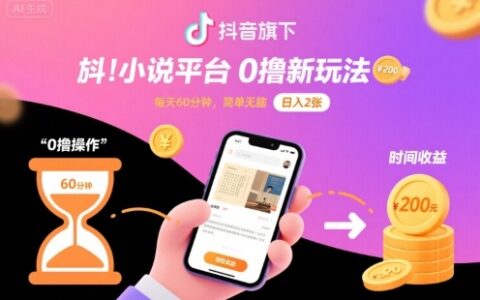 抖音旗下小說平臺0擼新玩法，每天掛G60分鐘，簡單無腦，日入2張【揭秘】
