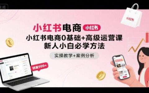 小紅書電商0基礎+高級運營課，新人小白必學方法，實操教學+案例分析