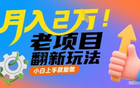 月入2W！老項目翻新玩法，小白上手就能做，非常容易上手