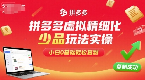 拼多多虛擬精細化少品玩法實操，小白0基礎輕松復制